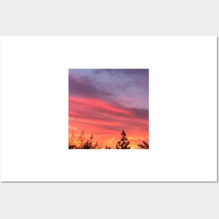 Prism Violet, Royal Blue, Deep Sea Coral Pink And Gold Clouds In The Sunset Sky Posters and Art